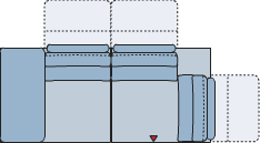 Piktogramm Calais 2-Sitzer mit Ecke mit Funktion, 1 Armlehne L