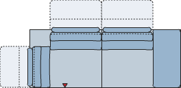 Piktogramm Calais 2-Sitzer groß mit Ecke mit Funktion, 1 Armlehne R