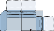 Piktogramm Cetara 2-Sitzer mit Ecke mit Funktion, 1 Armlehne L