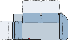 Piktogramm Cetara 2-Sitzer mit Ecke mit Funktion, 1 Armlehne R