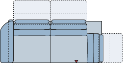 Piktogramm Cetara 2-Sitzer groß mit Ecke mit Funktion, 1 Armlehne R
