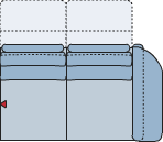 Piktogramm Cetara 2-Sitzer m. Funktion, 1 Armlehne R