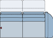 Piktogramm Cetara 2-Sitzer groß m. Funktion, 1 Armlehne R