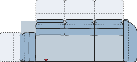 Piktogramm Cetara 3-Sitzer mit Ecke mit Funktion, 1 Armlehne R