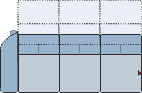 Piktogramm Miro 3-Sitzer mit Funktion, 1 Armlehne L