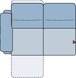 Piktogramm Monto 2-Sitzer, mit Funktionssitz an Armlehnenseite, 1 Armlehne L
