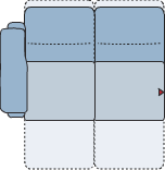 Piktogramm Monto 2-Sitzer, mit Funktionssitzen in beiden Sitzen, 1 Armlehne L