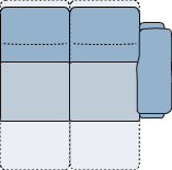 Piktogramm Monto 2-Sitzer, mit Funktionssitzen in beiden Sitzen, 1 Armlehne R