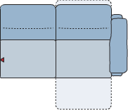 Piktogramm Monto 2-Sitzer groß, mit Funktionssitz an Armlehnenseite, 1 Armlehne R