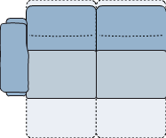 Piktogramm Monto 2-Sitzer groß, mit Funktionssitz in beiden Sitzen, 1 Armlehne L