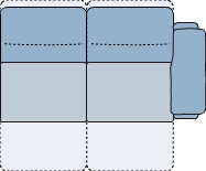 Piktogramm Monto 2-Sitzer groß, mit Funktionssitz in beiden Sitzen, 1 Armlehne R