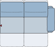 Piktogramm Monto 2-Sitzer groß, mit Funktionssitz in beiden Sitzen, 1 Armlehne R