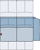 Piktogramm Rodney 2-Sitzer m. Funktion, 1 Armlehne R