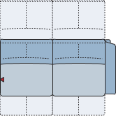 Piktogramm Rodney 2-Sitzer groß m. Funktion, 1 Armlehne R