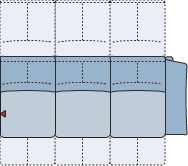 Piktogramm Rodney 3-Sitzer mit Funktion, 1 Armlehne R