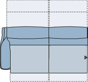 Piktogramm Sorrento 2-Sitzer groß m. Funktion, 1 Armlehne L