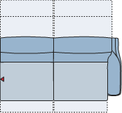 Piktogramm Sorrento 2-Sitzer groß m. Funktion, 1 Armlehne R