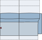 Piktogramm Sorrento 2-Sitzer groß m. Funktion, 1 Armlehne R