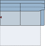 Piktogramm Vegas 2-Sitzer, mit Querschläfer, 1 Armlehe R