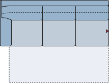 Piktogramm Vegas 3-Sitzer mit Querschläfer, 1 Armlehne L