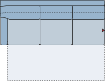 Piktogramm Vegas 3-Sitzer mit Querschläfer, 1 Armlehne L