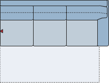 Piktogramm Vegas 3-Sitzer mit Querschläfer, 1 Armlehne R