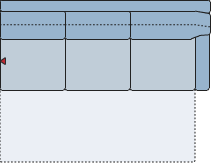 Piktogramm Vegas 3-Sitzer mit Querschläfer, 1 Armlehne R