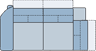 Piktogramm Miro 2-Sitzer mit Ecke fest, 1 Armlehne L