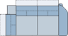 Piktogramm Miro 2-Sitzer mit Ecke fest, 1 Armlehne R
