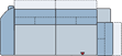 Piktogramm Miro 2-Sitzer groß mit Ecke fest, 1 Armlehne L